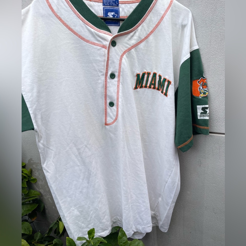 Vintage Starter Miami Hurricanes Baseball Jersey Men’s Sz L